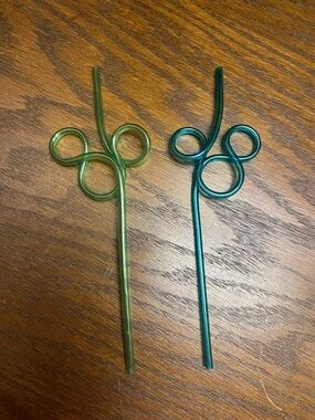 Disney Green and Teal Mickey Mouse Swirl Reusable Drink Straws